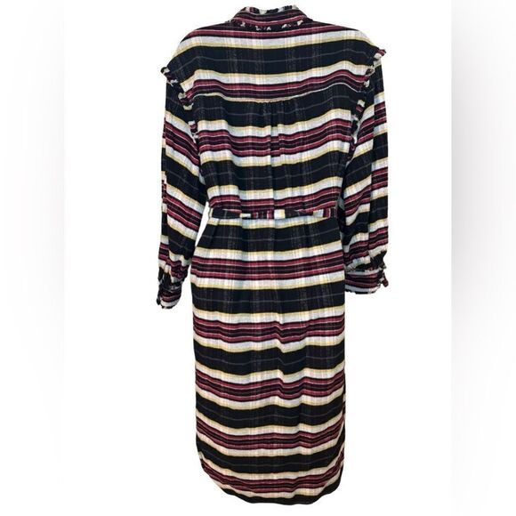 Something Navy Belted Ruffle Striped Button Down Dress - Picture 10 of 13